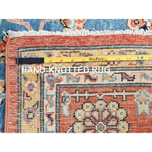 8'x9'10" Tangerine Orange, Soft Wool, Vegetable Dyes, Dense Weave, Afghan Peshawar with Serapi Heriz Design, Hand Knotted, Oriental Rug FWR512766