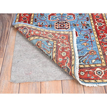 Load image into Gallery viewer, 2&#39;1&quot;x2&#39;10&quot; Denim Blue, Natural Wool, Hand Knotted, Dense Weave, Afghan Peshawar with Serapi Heriz Design, Natural Dyes, Mat Oriental Rug FWR512844