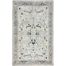 Load image into Gallery viewer, 3&#39;1&quot;x4&#39;10&quot; Marian Blue, Afghan Peshawar with Serapi Heriz Design, Dense Weave, Vegetable Dyes, Natural Wool, Hand Knotted, Oriental Rug FWR513054