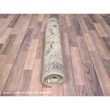 Load image into Gallery viewer, 3&#39;1&quot;x4&#39;10&quot; Marian Blue, Afghan Peshawar with Serapi Heriz Design, Dense Weave, Vegetable Dyes, Natural Wool, Hand Knotted, Oriental Rug FWR513054