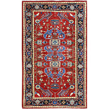Load image into Gallery viewer, 2&#39;10&quot;x4&#39;7&quot; Barn Red, Afghan Peshawar with Serapi Heriz Design, Dense Weave, Vegetable Dyes, Soft Wool, Hand Knotted, Oriental Rug FWR513066