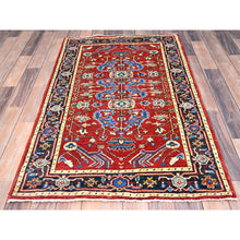 Load image into Gallery viewer, 2&#39;10&quot;x4&#39;7&quot; Barn Red, Afghan Peshawar with Serapi Heriz Design, Dense Weave, Vegetable Dyes, Soft Wool, Hand Knotted, Oriental Rug FWR513066