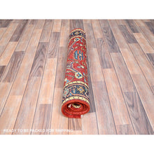 Load image into Gallery viewer, 2&#39;10&quot;x4&#39;7&quot; Barn Red, Afghan Peshawar with Serapi Heriz Design, Dense Weave, Vegetable Dyes, Soft Wool, Hand Knotted, Oriental Rug FWR513066