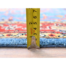Load image into Gallery viewer, 2&#39;8&quot;x5&#39; Ruddy Blue, Dense Weave, Vegetable Dyes, Pure Wool, Hand Knotted, Afghan Peshawar with Serapi Heriz Design, Oriental Rug FWR513090