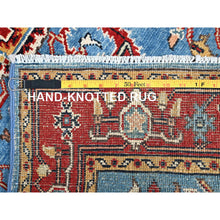 Load image into Gallery viewer, 2&#39;8&quot;x5&#39; Ruddy Blue, Dense Weave, Vegetable Dyes, Pure Wool, Hand Knotted, Afghan Peshawar with Serapi Heriz Design, Oriental Rug FWR513090