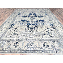 Load image into Gallery viewer, 10&#39;x14&#39;2&quot; Gainsboro Gray, Afghan Peshawar with Serapi Heriz Design, Dense Weave, Natural Dyes, Extra Soft Wool, Hand Knotted, Oriental Rug FWR513132