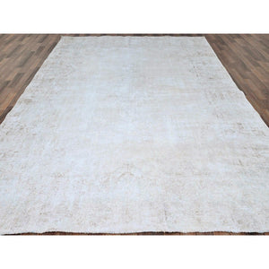 8'2"x11'8" Alice Blue, Vintage Persian Kerman, Evenly Worn, 100% Wool, Hand Knotted, Cleaned with Sides and Edges Professionally Secured, Oriental Rug FWR513138