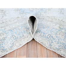 Load image into Gallery viewer, 7&#39;4&quot;x9&#39;9&quot; Alabaster White, Worn Down, Pure Wool, Hand Knotted, Vintage Persian Kerman, Erased Design, Cleaned with Sides and Edges Professionally Secured, Oriental Rug FWR513180