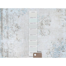 Load image into Gallery viewer, 7&#39;4&quot;x9&#39;9&quot; Alabaster White, Worn Down, Pure Wool, Hand Knotted, Vintage Persian Kerman, Erased Design, Cleaned with Sides and Edges Professionally Secured, Oriental Rug FWR513180