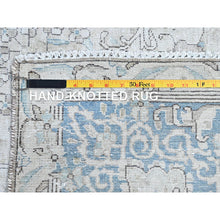 Load image into Gallery viewer, 7&#39;4&quot;x9&#39;9&quot; Alabaster White, Worn Down, Pure Wool, Hand Knotted, Vintage Persian Kerman, Erased Design, Cleaned with Sides and Edges Professionally Secured, Oriental Rug FWR513180