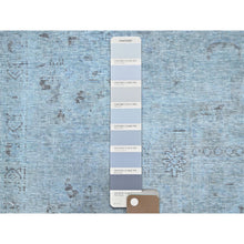Load image into Gallery viewer, 6&#39;4&quot;x9&#39;8&quot; Light Turquoise, Overdyed Vintage Persian Tabriz, Shaved Down, Distressed Feel, Natural Wool, Hand Knotted, Oriental Rug FWR513264
