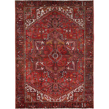 Load image into Gallery viewer, 8&#39;2&quot;x11&#39;3&quot; Imperial Red, Semi Antique Persian Heriz, Good Condition, Rustic Feel, Worn Wool, Hand Knotted, Oriental Rug FWR513342