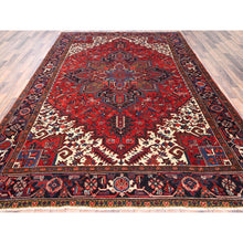 Load image into Gallery viewer, 7&#39;6&quot;x10&#39;9&quot; Lava Red, Hand Knotted, Vintage Persian Heriz with Geometric Pattern, Good Condition, Distressed Look, Pure Wool, Oriental Rug FWR513348