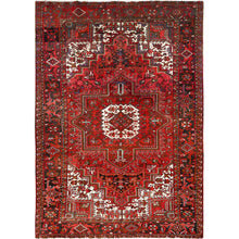 Load image into Gallery viewer, 7&#39;5&quot;x10&#39;2&quot; Fire Brick Red, Vintage Persian Heriz with Village Motif, Good Condition, Distressed Look, Pure Wool, Hand Knotted, Oriental Rug FWR513420