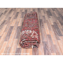 Load image into Gallery viewer, 7&#39;5&quot;x10&#39;2&quot; Fire Brick Red, Vintage Persian Heriz with Village Motif, Good Condition, Distressed Look, Pure Wool, Hand Knotted, Oriental Rug FWR513420