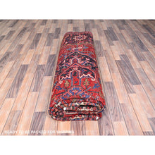 Load image into Gallery viewer, 8&#39;7&quot;x11&#39;5&quot; Fire Brick Red, Hand Knotted, Semi Antique Persian Heriz, Good Condition, Rustic Look, Worn Wool, Oriental Rug FWR513426