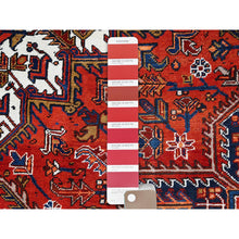 Load image into Gallery viewer, 8&#39;5&quot;x10&#39;9&quot; Tomato Red, Pure Wool, Hand Knotted, Semi Antique Persian Heriz, Good Condition, Distressed Feel, Evenly Worn, Oriental Rug FWR513432
