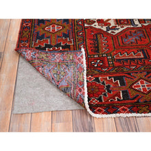Load image into Gallery viewer, 7&#39;9&quot;x11&#39; Raspberry Red, Worn Wool, Hand Knotted, Semi Antique Persian Heriz with Geometric Pattern, Good Condition, Rustic Feel, Oriental Rug FWR513462