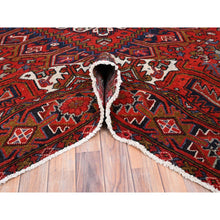 Load image into Gallery viewer, 7&#39;9&quot;x11&#39; Raspberry Red, Worn Wool, Hand Knotted, Semi Antique Persian Heriz with Geometric Pattern, Good Condition, Rustic Feel, Oriental Rug FWR513462
