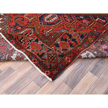 Load image into Gallery viewer, 7&#39;9&quot;x11&#39; Raspberry Red, Worn Wool, Hand Knotted, Semi Antique Persian Heriz with Geometric Pattern, Good Condition, Rustic Feel, Oriental Rug FWR513462