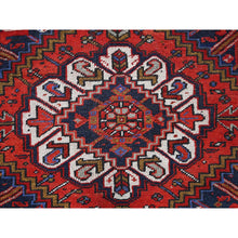 Load image into Gallery viewer, 7&#39;9&quot;x11&#39; Raspberry Red, Worn Wool, Hand Knotted, Semi Antique Persian Heriz with Geometric Pattern, Good Condition, Rustic Feel, Oriental Rug FWR513462