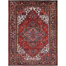 Load image into Gallery viewer, 8&#39;1&quot;x11&#39;1&quot; Imperial Red, Semi Antique Persian Heriz with Village Motif, Good Condition, Rustic Feel, Worn Wool, Hand Knotted, Oriental Rug FWR513486