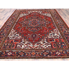 Load image into Gallery viewer, 8&#39;1&quot;x11&#39;1&quot; Imperial Red, Semi Antique Persian Heriz with Village Motif, Good Condition, Rustic Feel, Worn Wool, Hand Knotted, Oriental Rug FWR513486