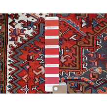 Load image into Gallery viewer, 8&#39;1&quot;x11&#39;1&quot; Imperial Red, Semi Antique Persian Heriz with Village Motif, Good Condition, Rustic Feel, Worn Wool, Hand Knotted, Oriental Rug FWR513486