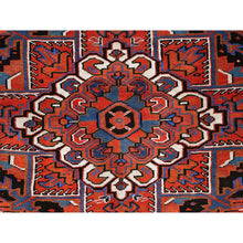 Load image into Gallery viewer, 9&#39;8&quot;x13&#39; Imperial Red, Pure Wool, Hand Knotted, Semi Antique Persian Heriz, Good Condition, Distressed Feel, Evenly Worn, Oriental Rug FWR513504
