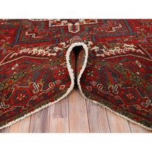 Load image into Gallery viewer, 8&#39;4&quot;x10&#39;10&quot; Crimson Red, Good Condition, Distressed Feel, Evenly Worn, Pure Wool, Hand Knotted, Vintage Persian Heriz with Geometric Pattern, Oriental Rug FWR513528