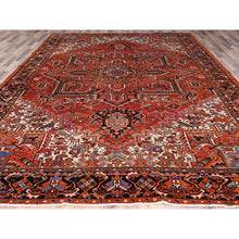Load image into Gallery viewer, 10&#39;1&quot;x13&#39;2&quot; Chili Red, Semi Antique Persian Heriz, Good Condition, Rustic Feel, Worn Wool, Hand Knotted, Oriental Rug FWR513534