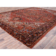 Load image into Gallery viewer, 10&#39;1&quot;x13&#39;2&quot; Chili Red, Semi Antique Persian Heriz, Good Condition, Rustic Feel, Worn Wool, Hand Knotted, Oriental Rug FWR513534