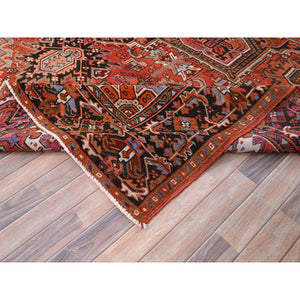 10'1"x13'2" Chili Red, Semi Antique Persian Heriz, Good Condition, Rustic Feel, Worn Wool, Hand Knotted, Oriental Rug FWR513534