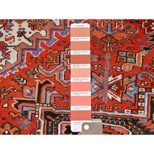 Load image into Gallery viewer, 10&#39;1&quot;x13&#39;2&quot; Chili Red, Semi Antique Persian Heriz, Good Condition, Rustic Feel, Worn Wool, Hand Knotted, Oriental Rug FWR513534