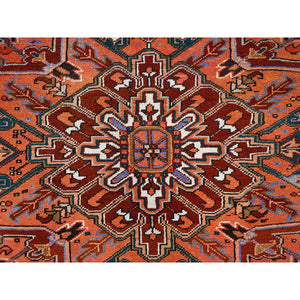10'1"x13'2" Chili Red, Semi Antique Persian Heriz, Good Condition, Rustic Feel, Worn Wool, Hand Knotted, Oriental Rug FWR513534