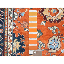 Load image into Gallery viewer, 9&#39;x11&#39;9&quot; Tiger Orange, Natural Wool, Vegetable Dyes, Dense Weave, Afghan Peshawar with Serapi Heriz Design, Hand Knotted, Oriental Rug FWR513654