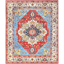 Load image into Gallery viewer, 8&#39;1&quot;x10&#39; Ruddy Blue, Dense Weave, Pure Wool, Afghan Peshawar with Serapi Heriz Design, Natural Dyes, Hand Knotted, Oriental Rug FWR513660