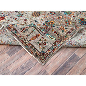 8'2"x9'7" Cloud Gray, Sultani Pomegranate Design, Ariana Afghan, Vegetable Dyes, Hand Knotted, All Wool, Oriental Rug FWR513762