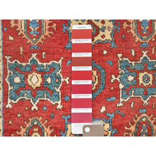 Load image into Gallery viewer, 3&#39;x4&#39;10&quot; Desire Red, Natural Wool, Hand Knotted, Afghan Peshawar with Serapi Heriz Design, Dense Weave, Natural Dyes, Oriental Rug FWR513864