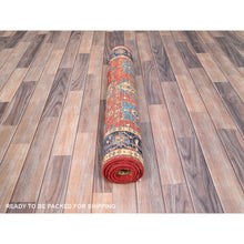 Load image into Gallery viewer, 3&#39;x4&#39;10&quot; Desire Red, Natural Wool, Hand Knotted, Afghan Peshawar with Serapi Heriz Design, Dense Weave, Natural Dyes, Oriental Rug FWR513864