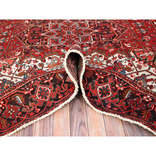 Load image into Gallery viewer, 7&#39;7&quot;x11&#39; Chili Red, Rustic Look, Worn Wool, Hand Knotted, Semi Antique Persian Heriz with Tribal Ambience, Good Condition, Oriental Rug FWR513954