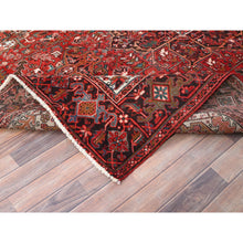 Load image into Gallery viewer, 7&#39;7&quot;x11&#39; Chili Red, Rustic Look, Worn Wool, Hand Knotted, Semi Antique Persian Heriz with Tribal Ambience, Good Condition, Oriental Rug FWR513954
