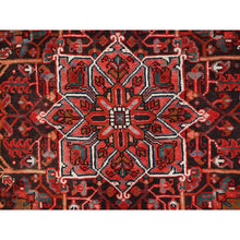 Load image into Gallery viewer, 7&#39;7&quot;x11&#39; Chili Red, Rustic Look, Worn Wool, Hand Knotted, Semi Antique Persian Heriz with Tribal Ambience, Good Condition, Oriental Rug FWR513954