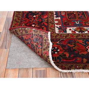 8'2"x11'10" Barn Red, Vintage Persian Heriz, Good Condition, Rustic Look, Worn Wool, Hand Knotted, Oriental Rug FWR513978