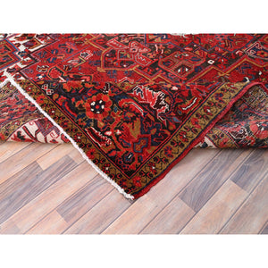 8'2"x11'10" Barn Red, Vintage Persian Heriz, Good Condition, Rustic Look, Worn Wool, Hand Knotted, Oriental Rug FWR513978