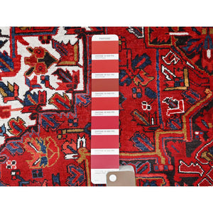 8'2"x11'10" Barn Red, Vintage Persian Heriz, Good Condition, Rustic Look, Worn Wool, Hand Knotted, Oriental Rug FWR513978