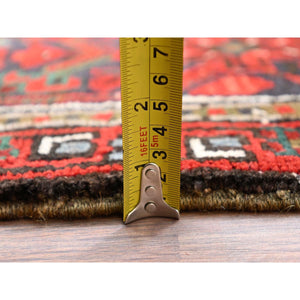 9'9"x12'5" Barn Red, Vintage Persian Heriz, Good Condition, Rustic Feel, Worn Wool, Hand Knotted, Oriental Rug FWR514014