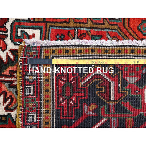 9'9"x12'5" Barn Red, Vintage Persian Heriz, Good Condition, Rustic Feel, Worn Wool, Hand Knotted, Oriental Rug FWR514014