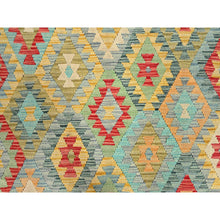 Load image into Gallery viewer, 6&#39;8&quot;x9&#39;10&quot; Colorful, Flat Weave Afghan Kilim with Geometric Pattern, Vegetable Dyes, Soft Wool, Hand Woven, Reversible, Oriental Rug FWR514224