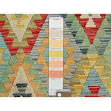 Load image into Gallery viewer, 6&#39;8&quot;x9&#39;10&quot; Colorful, Flat Weave Afghan Kilim with Geometric Pattern, Vegetable Dyes, Soft Wool, Hand Woven, Reversible, Oriental Rug FWR514224
